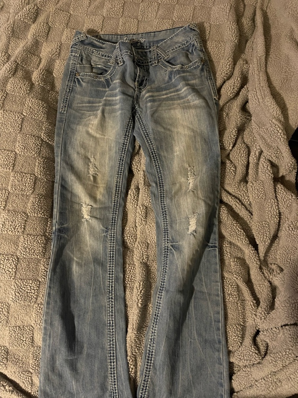 Amethyst Jeans Light Blue Denim Jeans with Floral Lining Discontinued style